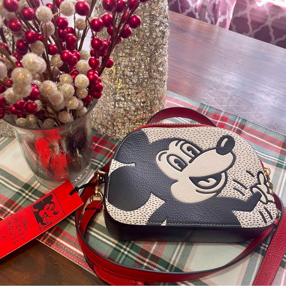 Disney Mickey Mouse X Keith Haring Serena Satchel Black and Cream Crossbody Bag